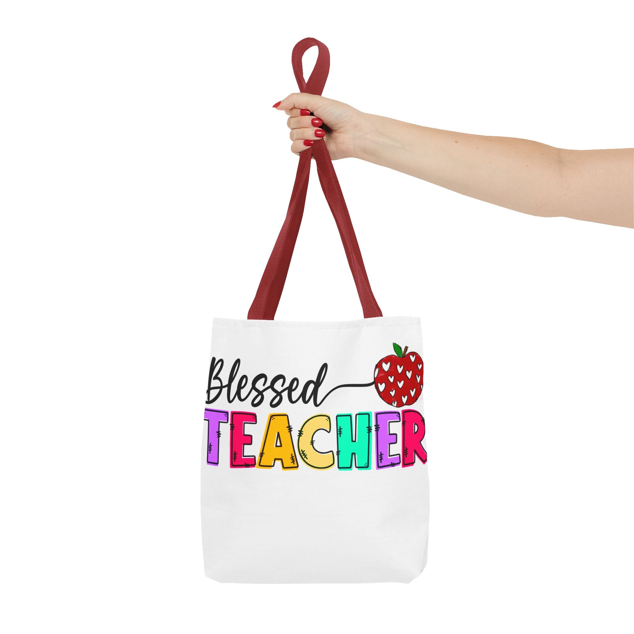 Blessed Teacher Tote Bag – Colorful Apple Teacher Appreciation Gift
