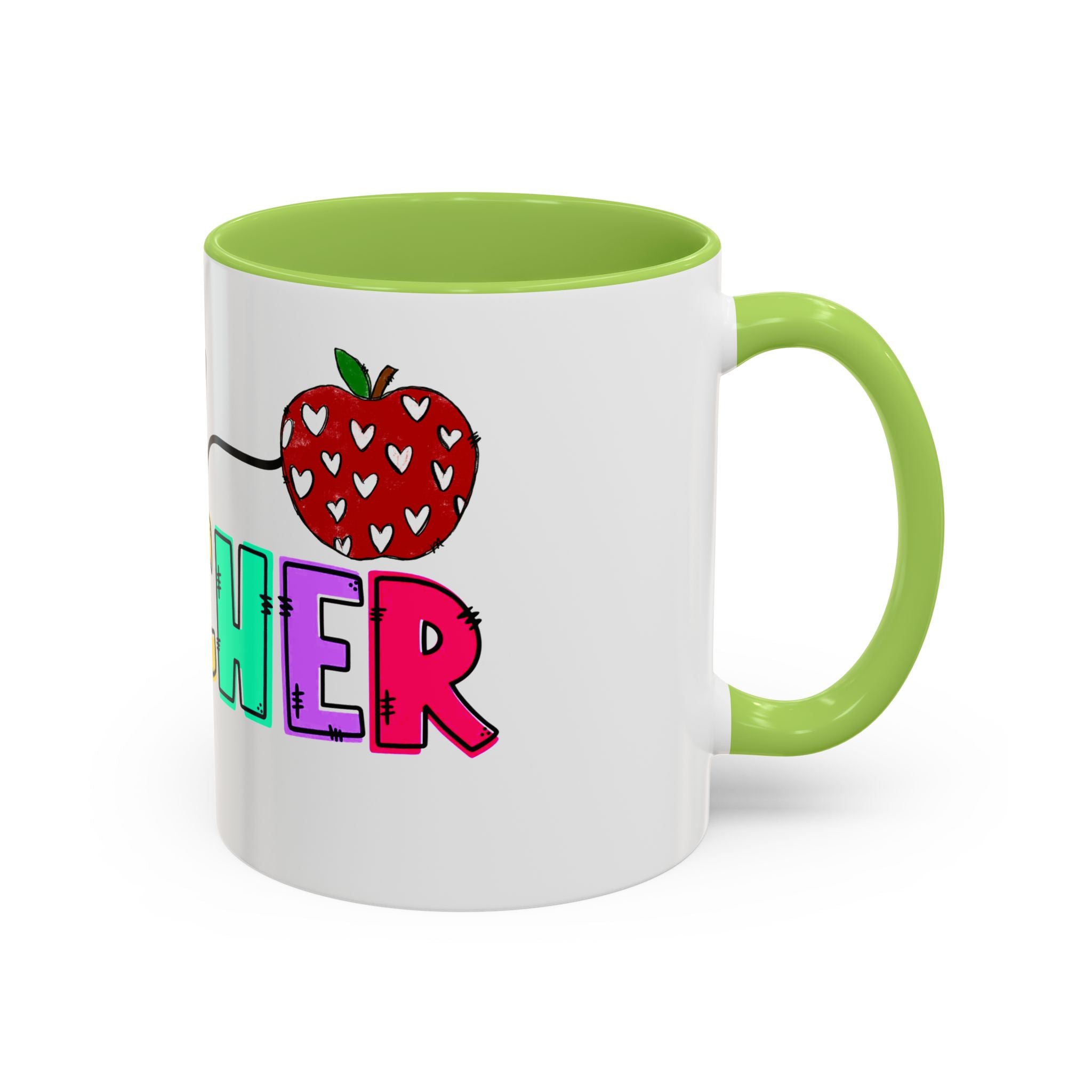 Blessed Teacher Accent Coffee Mug – Colorful Apple Design (11/15oz)