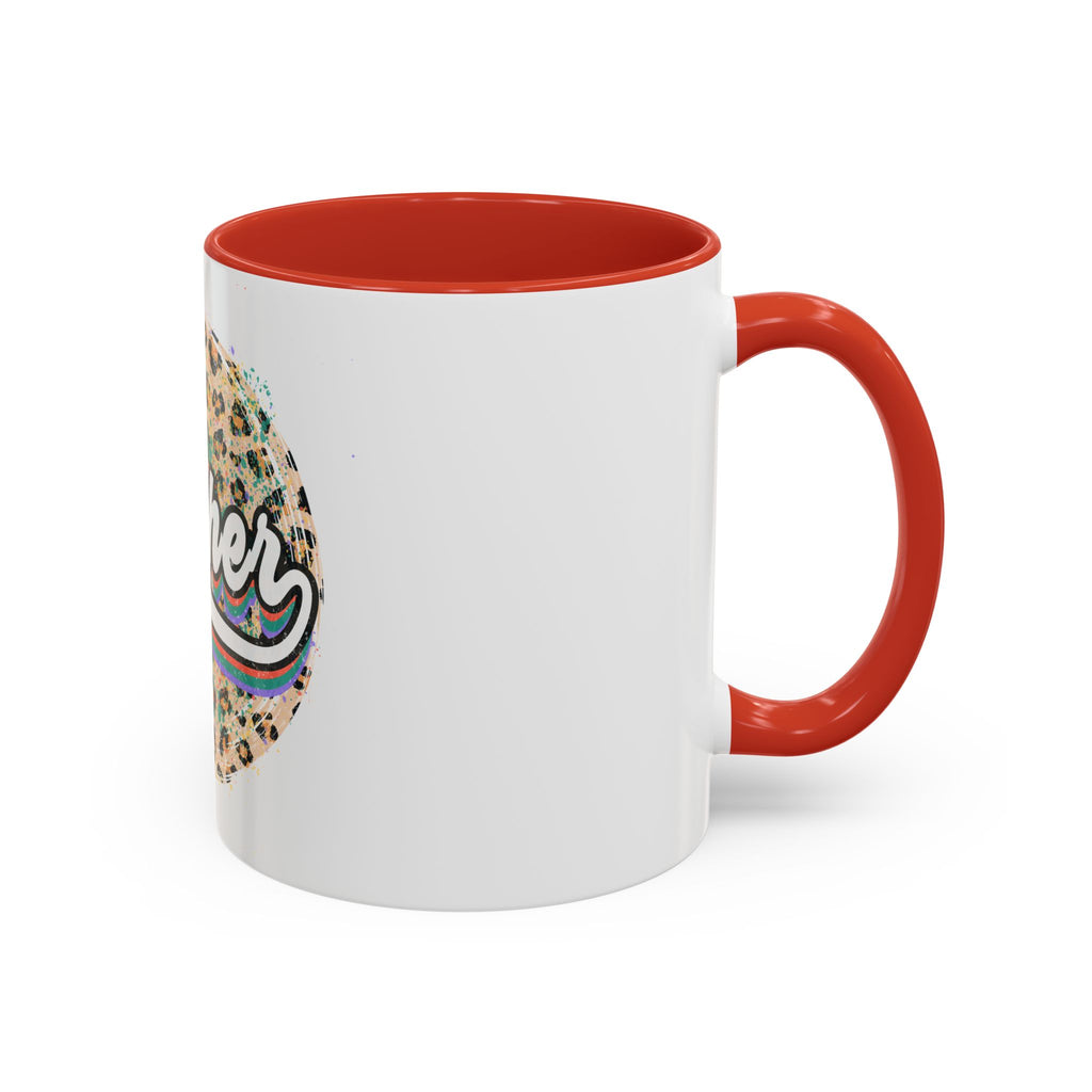 Teacher Leopard Print Accent Coffee Mug – Retro Script Teacher Gift (11/15oz)