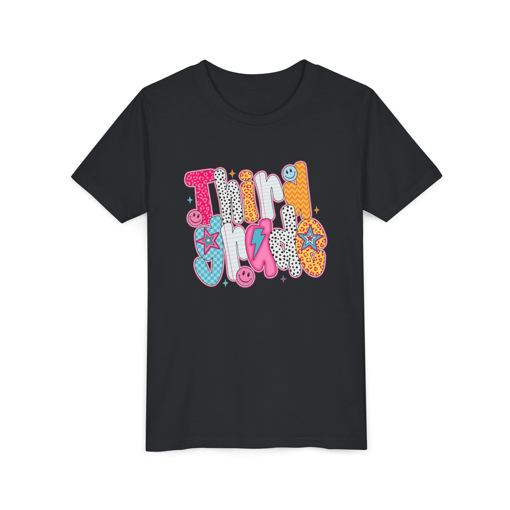 Third Grade — Colorful 'Think Big' Retro Graphic Shirt for Kids