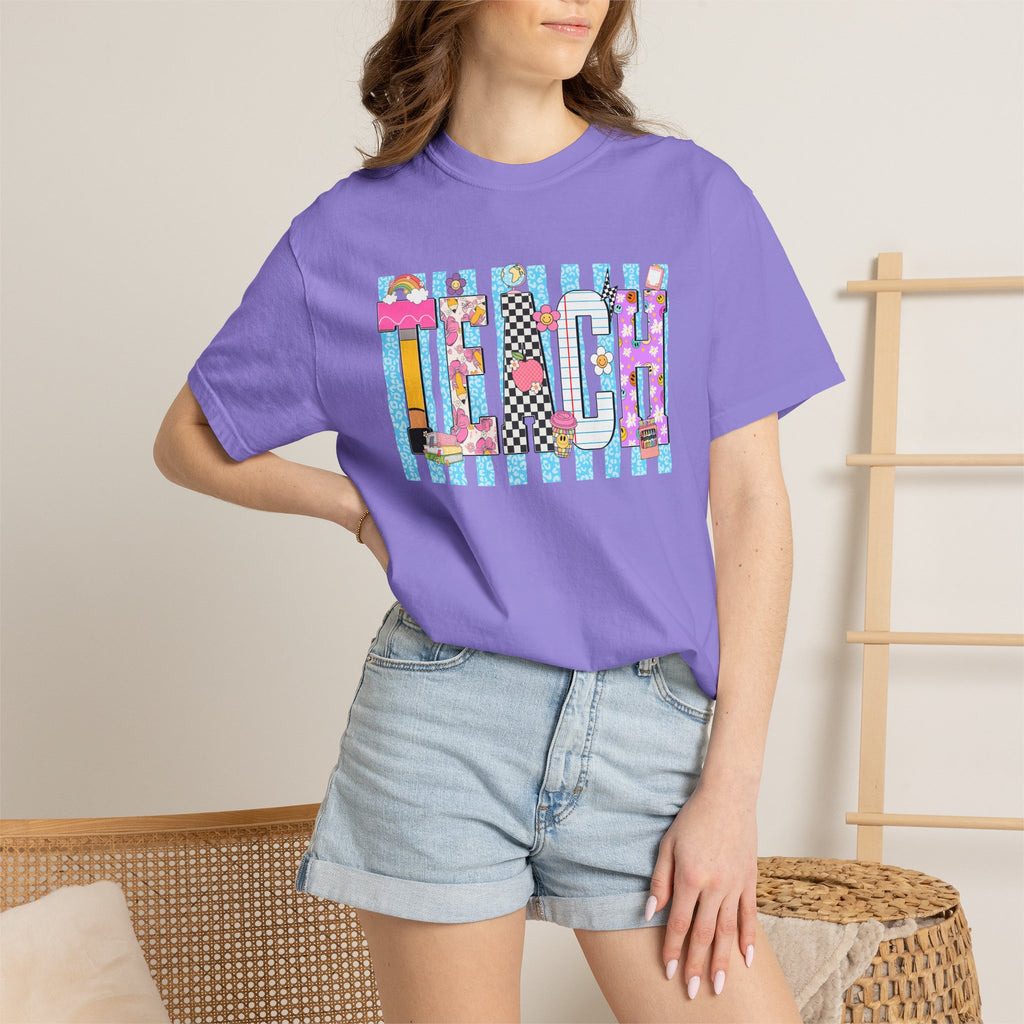 Teacher Stripe Patchwork T-Shirt