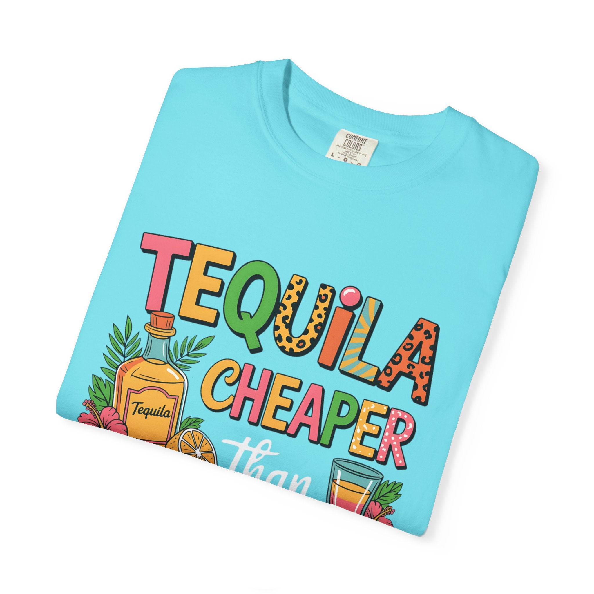 Tequila Cheaper Than Therapy T-shirt | Funny Margarita Cocktail Graphic