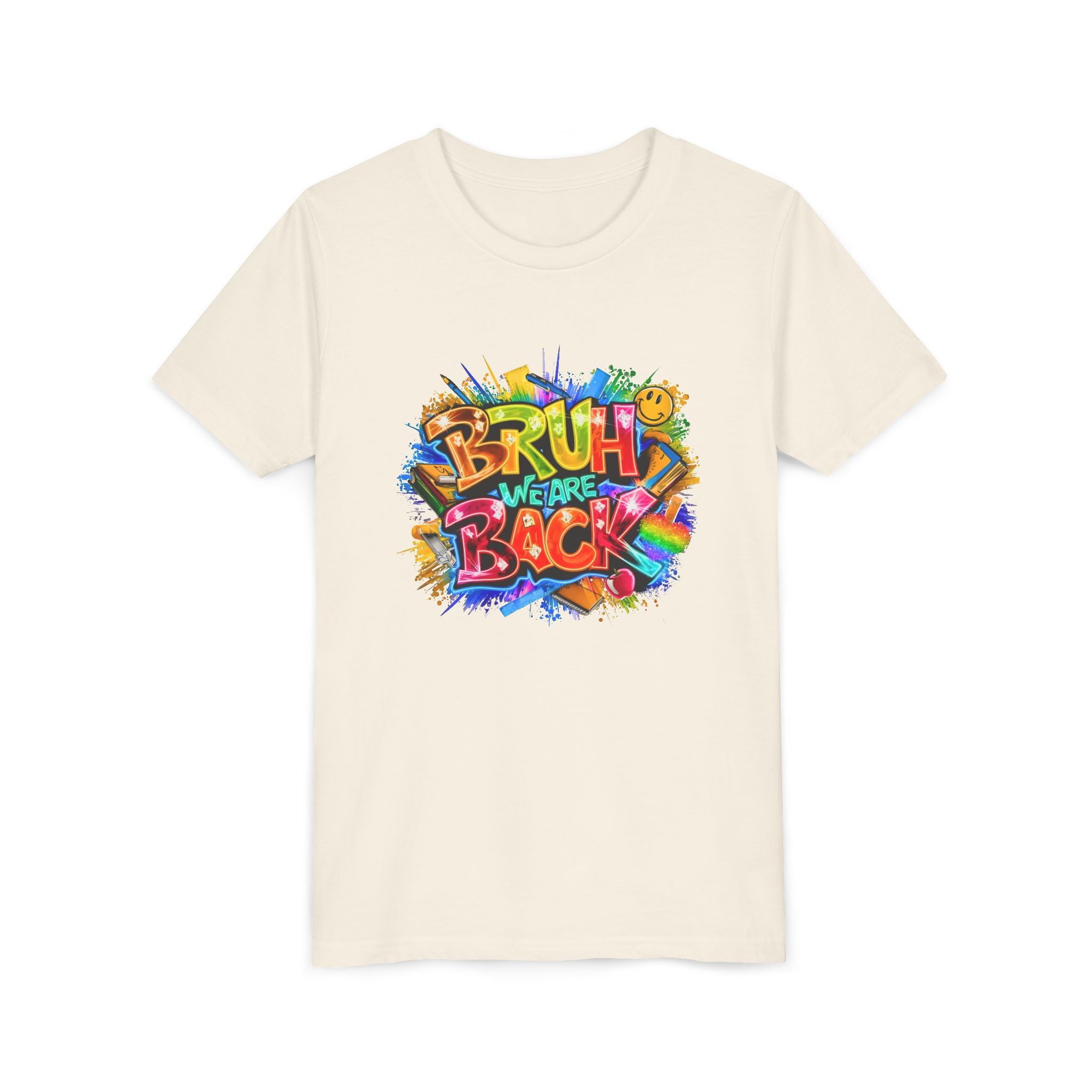 Youth Tee — Colorful "Bruh We Are Back" Graffiti Graphic Shirt