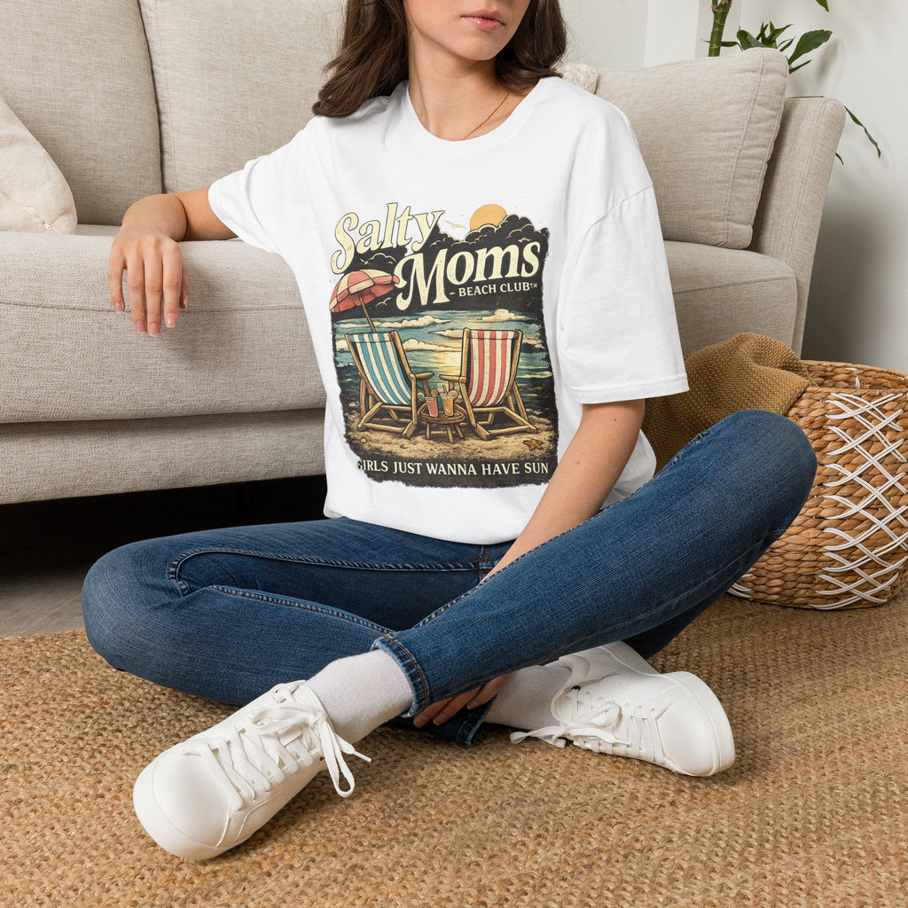 Salty Moms Beach Club T-Shirt — Vintage Coastal Mom Tee