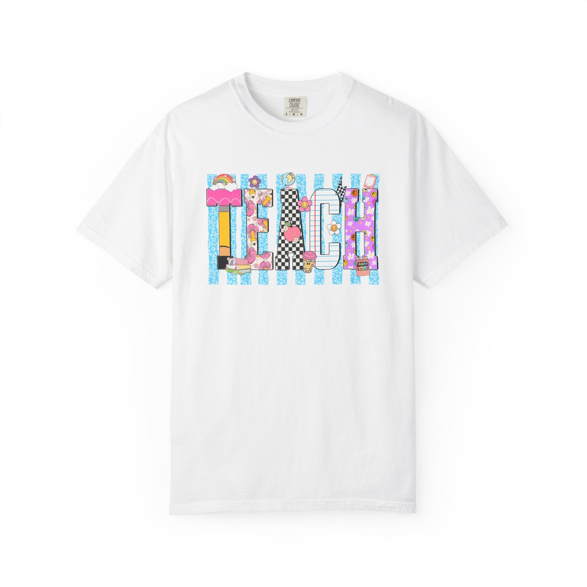Teacher Stripe Patchwork T-Shirt