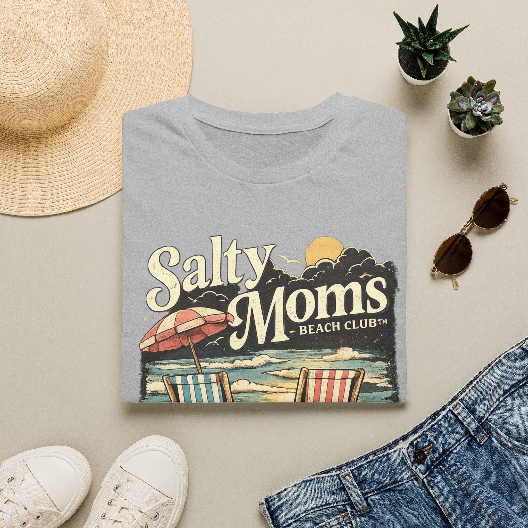 Salty Moms Beach Club T-Shirt — Vintage Coastal Mom Tee