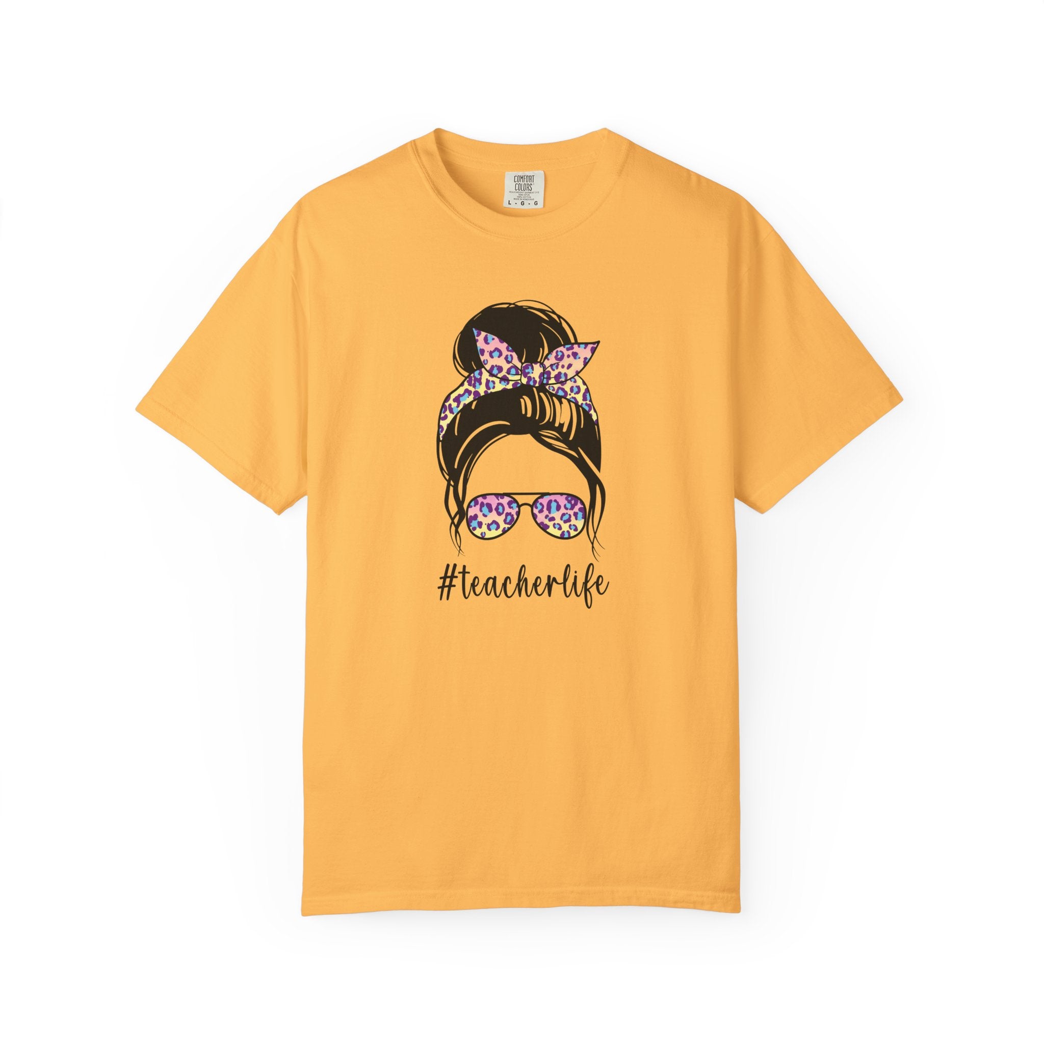 Teacher Life Floral Messy Bun T-Shirt