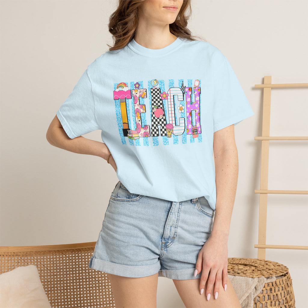 Teacher Stripe Patchwork T-Shirt