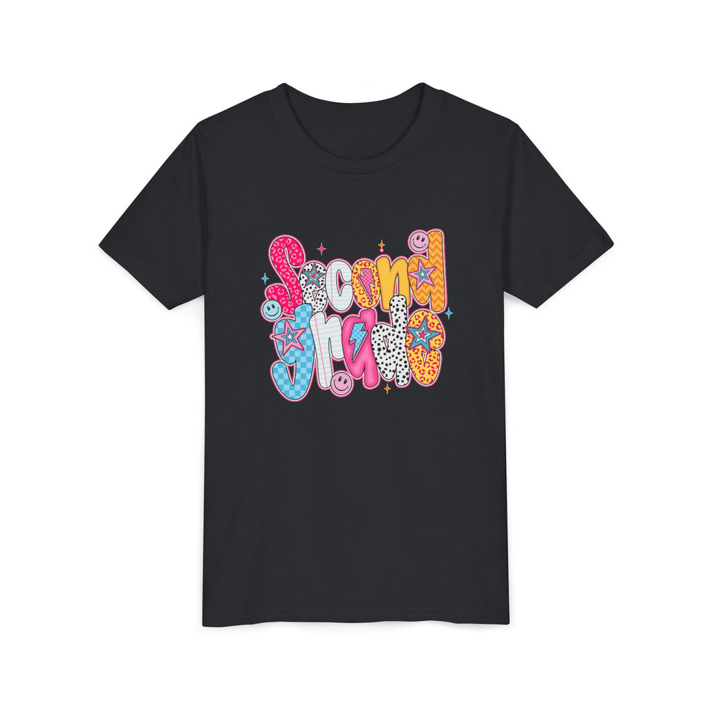Youth Tee — Colorful 'Second Grade' Playful Retro Graphic