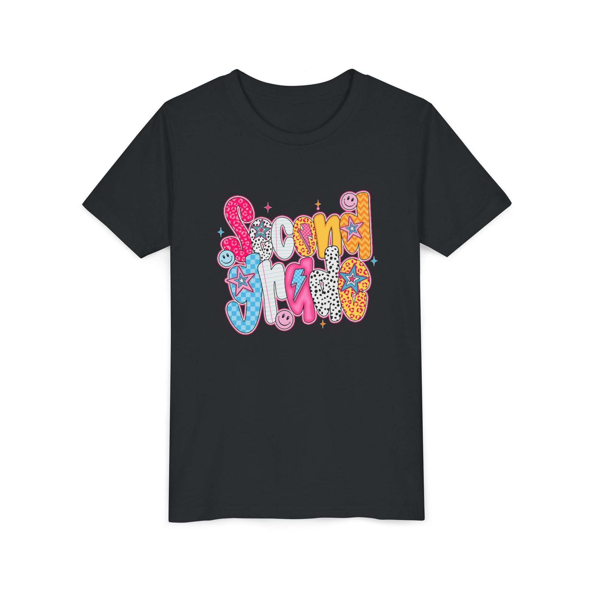 Youth Tee — Colorful 'Second Grade' Playful Retro Graphic