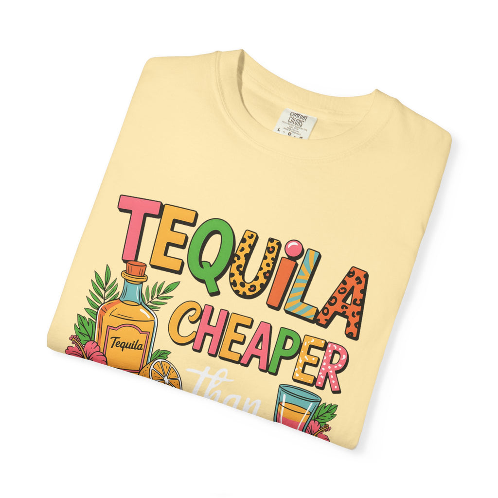 Tequila Cheaper Than Therapy T-shirt | Funny Margarita Cocktail Graphic
