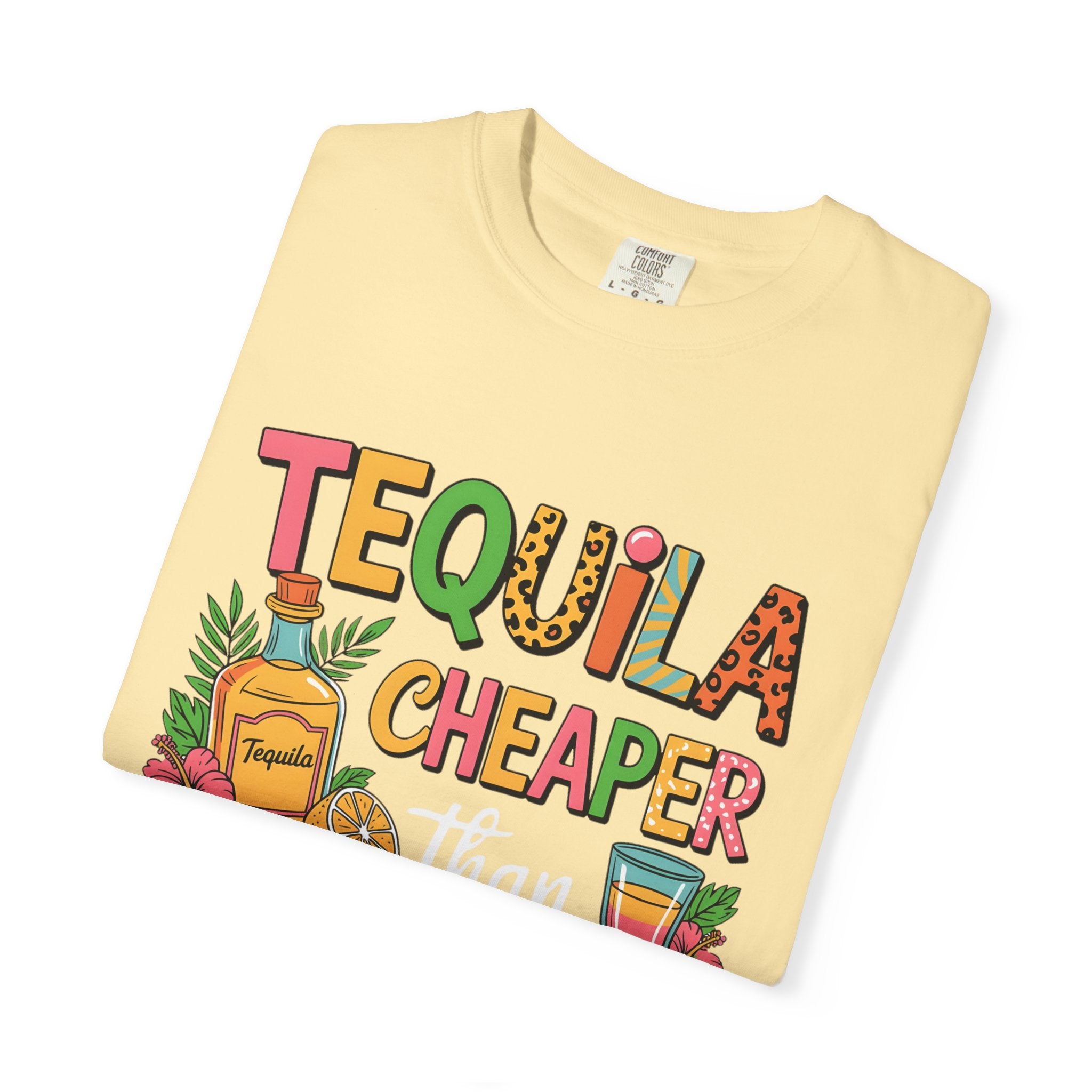 Tequila Cheaper Than Therapy T-shirt | Funny Margarita Cocktail Graphic