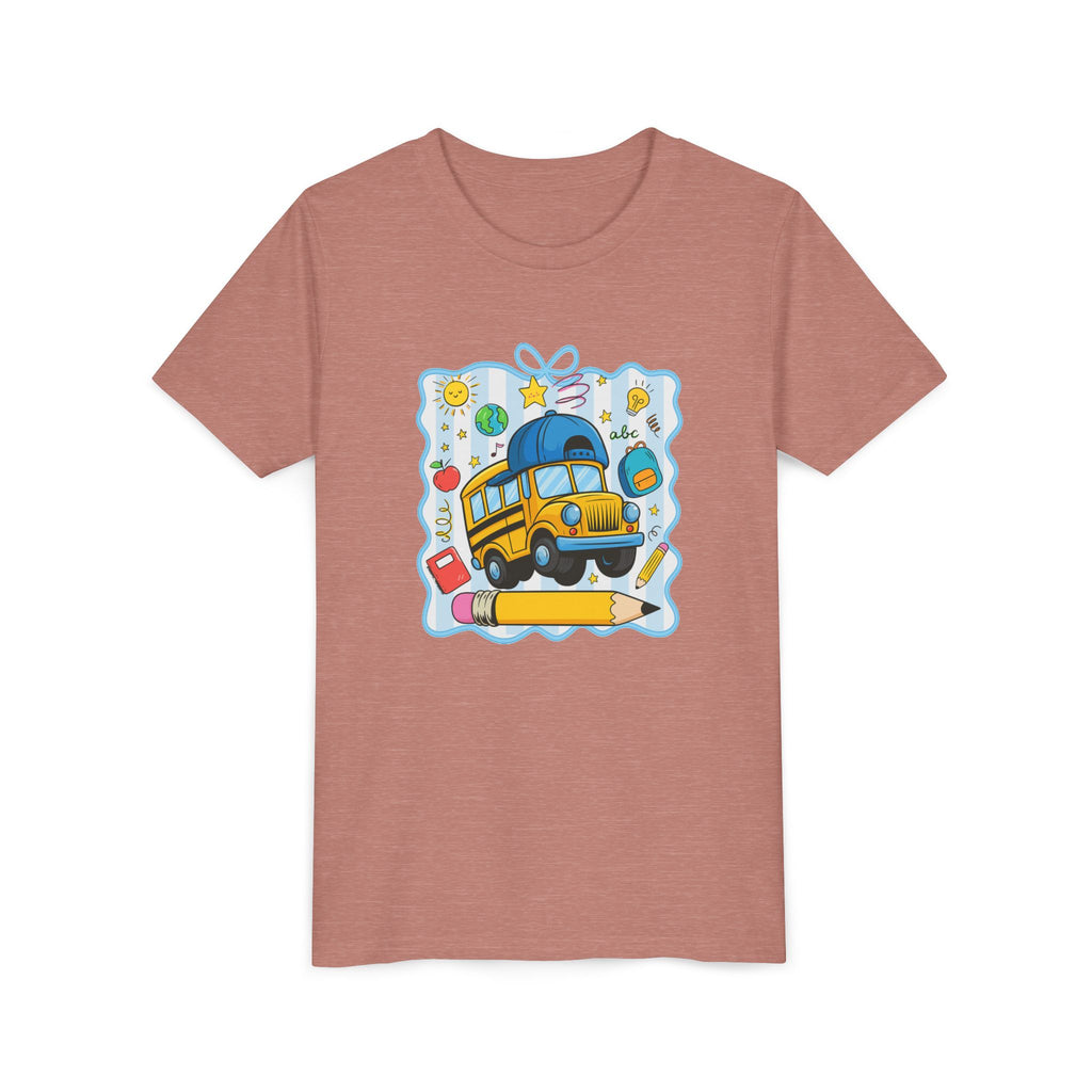 Kids School Bus Tee – Back to School Youth Short Sleeve Shirt