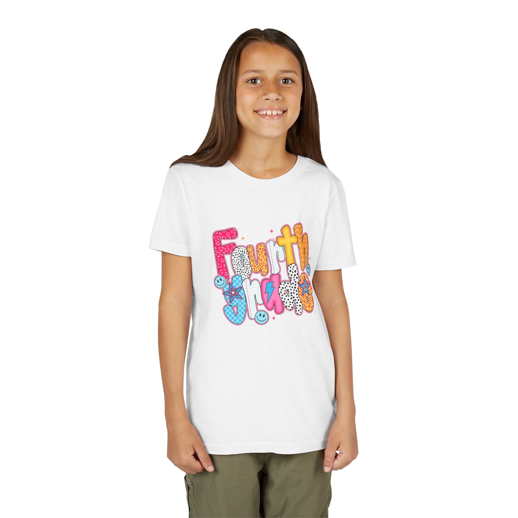 Fourth Grade Cute Youth Tee – Colorful Smiley School Shirt for Kids