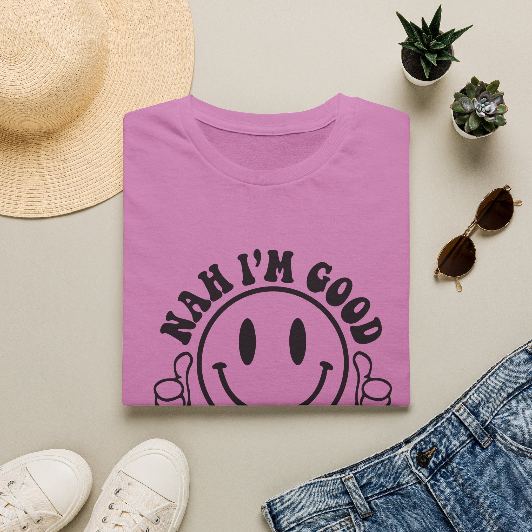 Nah I'm Good Smiley T-Shirt — Thumbs-Up Retro Graphic Tee