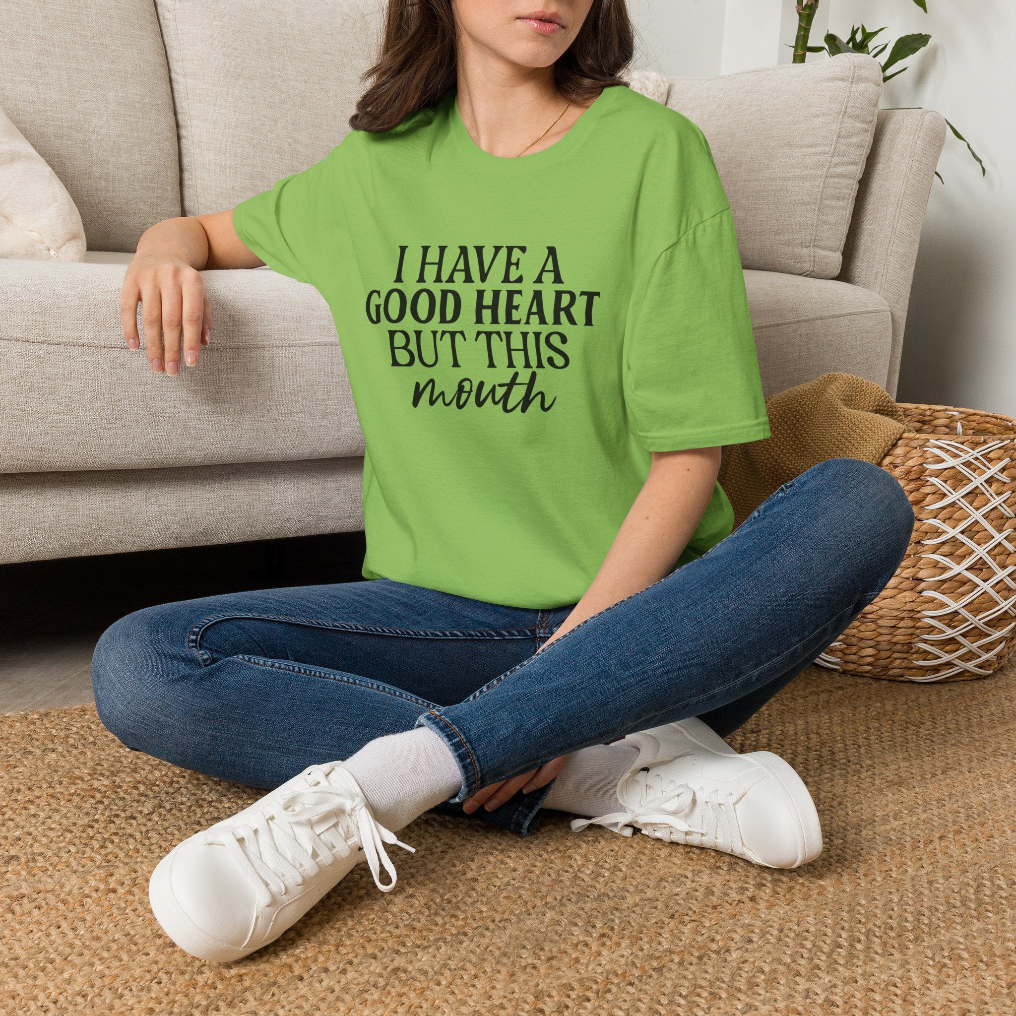 “I Have a Good Heart But This Mouth” Funny Sarcastic Tee