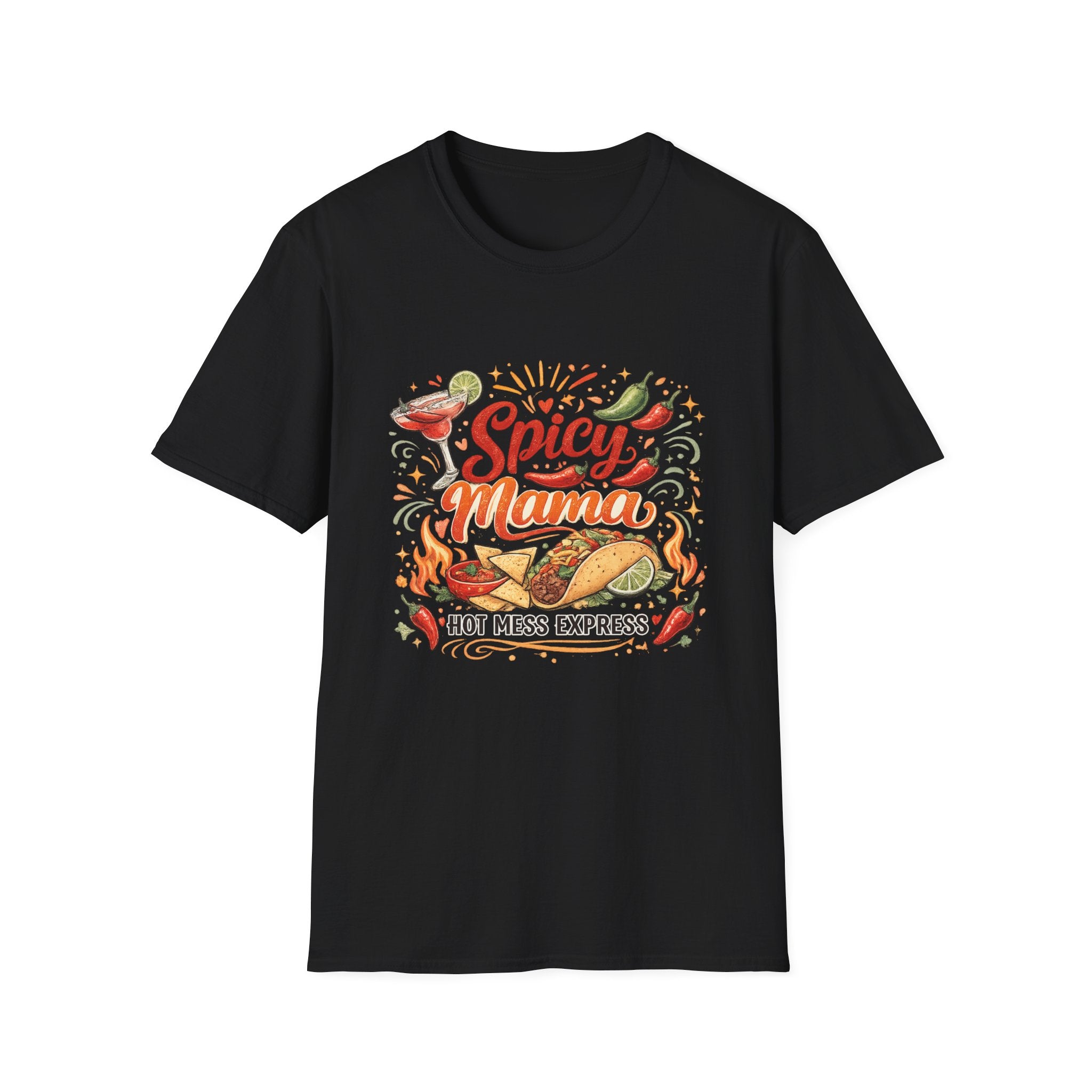 Spicy Mama T‑Shirt — Hot Mess Express Chili & Margarita Graphic Tee
