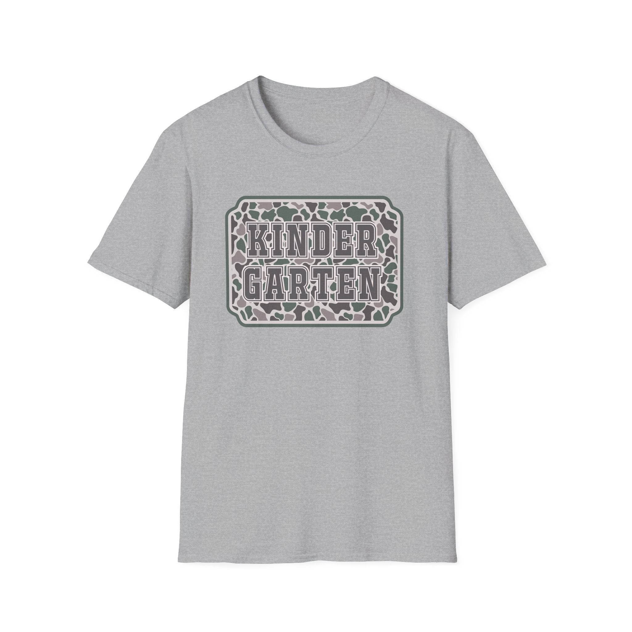 Kindergarten Camo T‑Shirt — Back to School Graphic Tee for Kids & Teachers