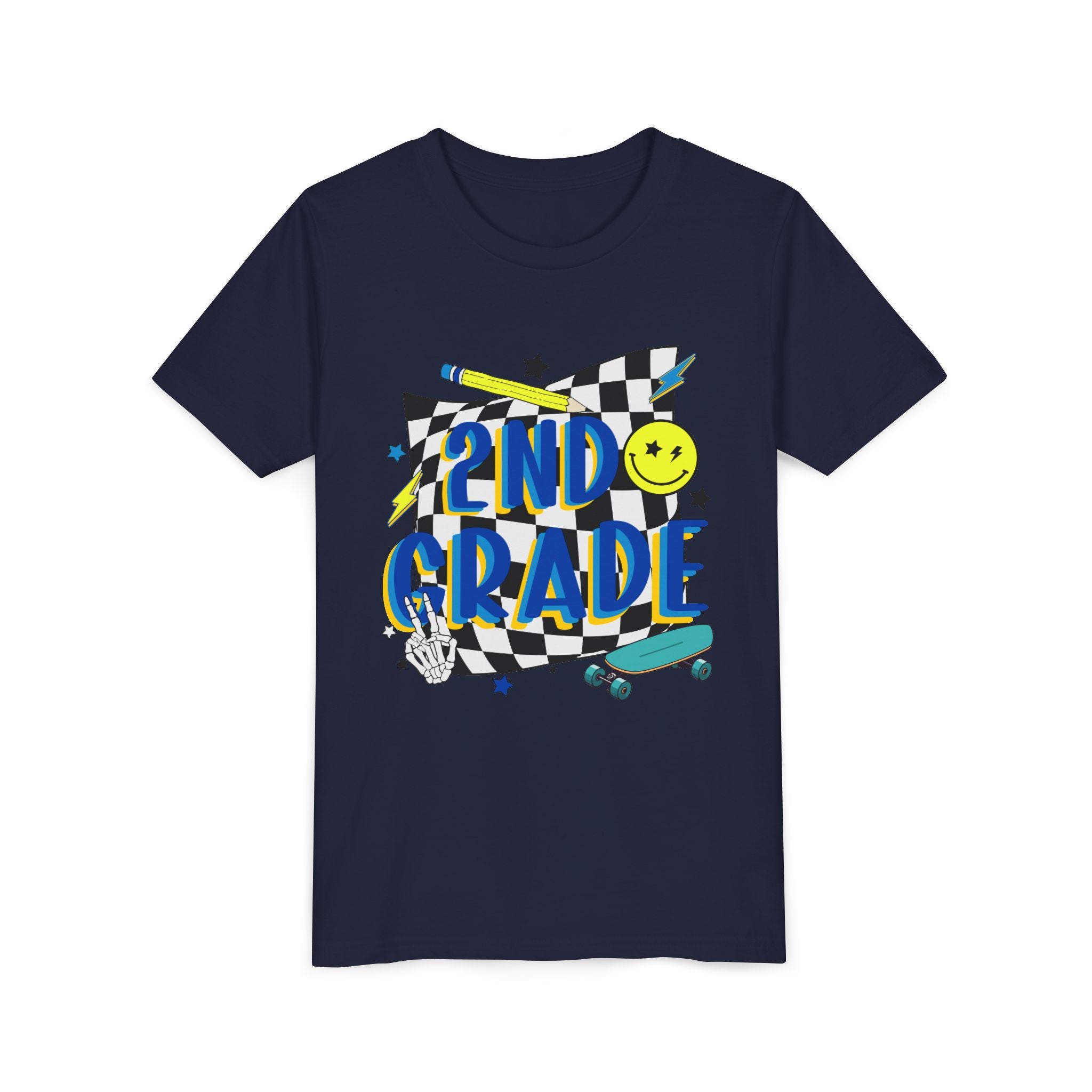 2nd Grade Kids T‑Shirt — Colorful Back-to-School Skateboard Design