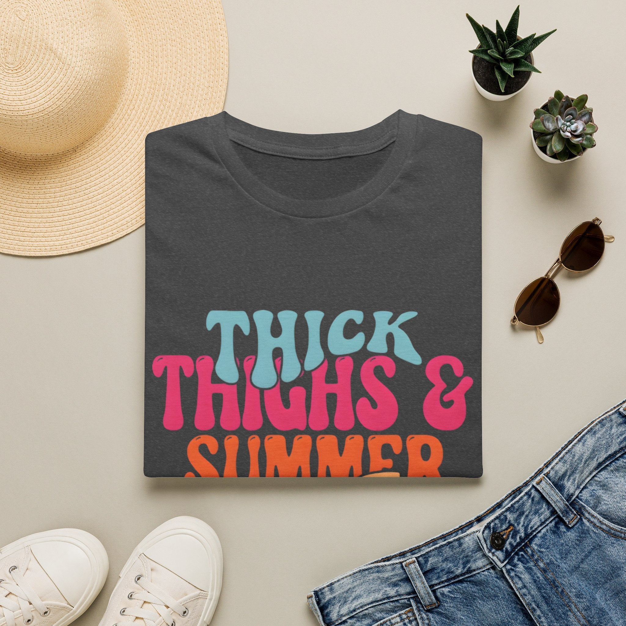 T-Shirt — Thick Thighs & Summer Vibes Retro Graphic Tee