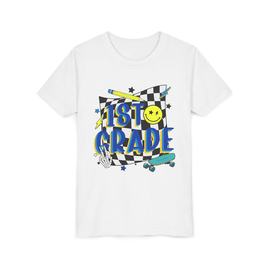1st Grade Youth T‑Shirt - Colorful Skateboard Back-to-School Tee