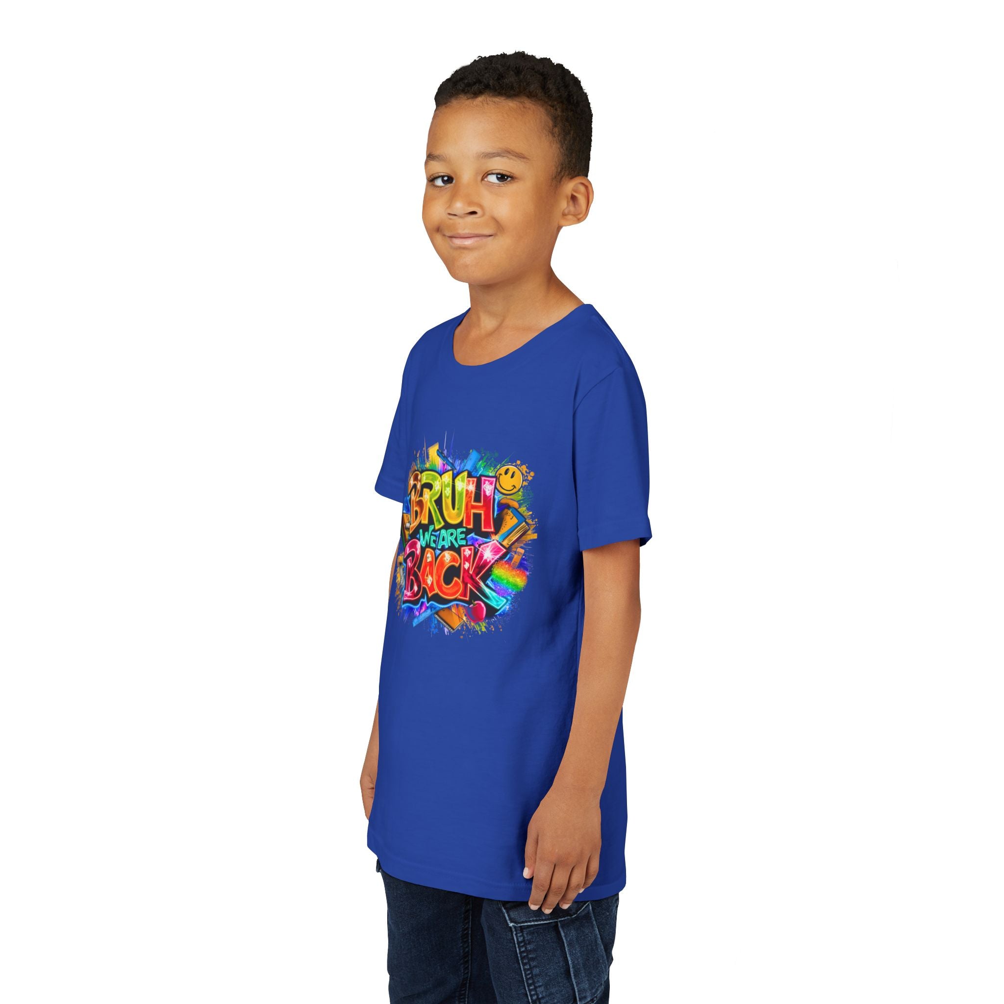 Youth Tee — Colorful "Bruh We Are Back" Graffiti Graphic Shirt