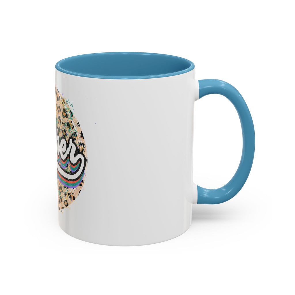 Teacher Leopard Print Accent Coffee Mug – Retro Script Teacher Gift (11/15oz)