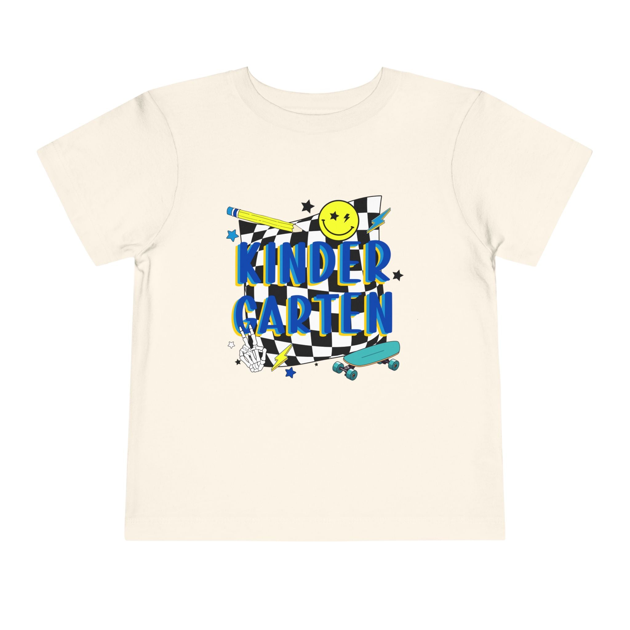 Kindergarten Toddler Tee — Smiley Skateboard Back-to-School Shirt
