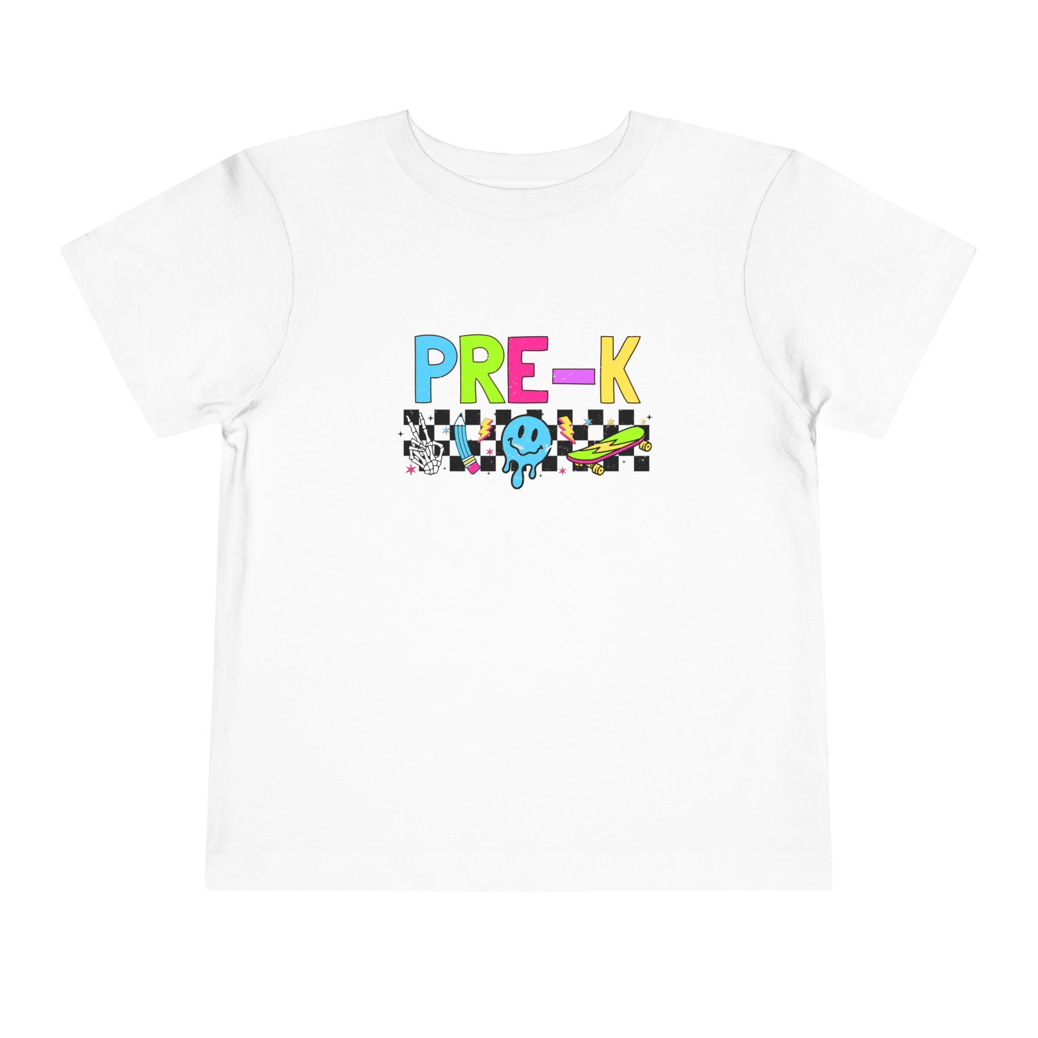 PRE-K Toddler Tee — Colorful Checkerboard Smile Preschool Shirt