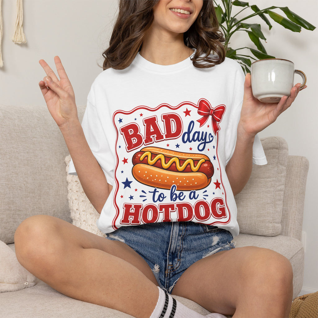 T-Shirt — "Bad Day to Be a Hotdog" Retro BBQ Graphic Tee