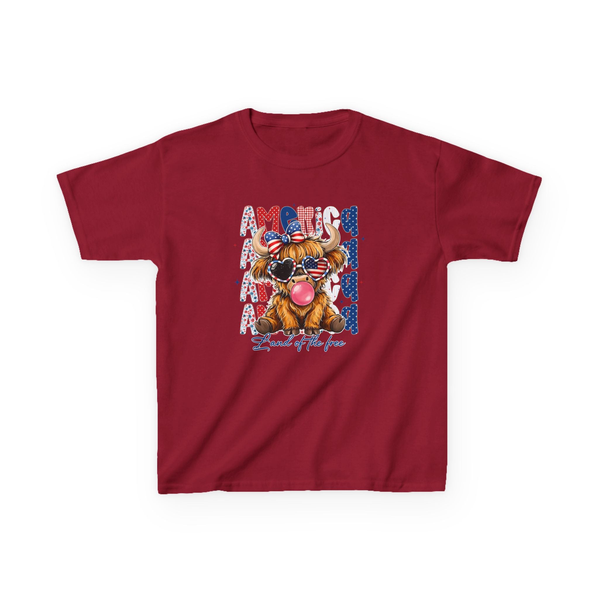 Kids Tee — Patriotic Bulldog "Land of the Free" Fourth of July Shirt