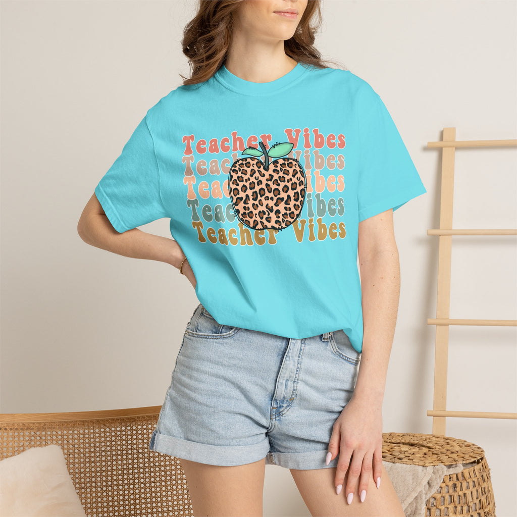 Teacher Vibes Leopard Apple T-Shirt