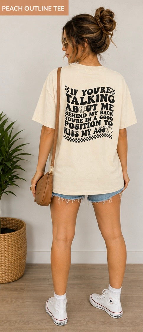 Peach Outline T‑Shirt — Minimal Fruit Graphic Tee