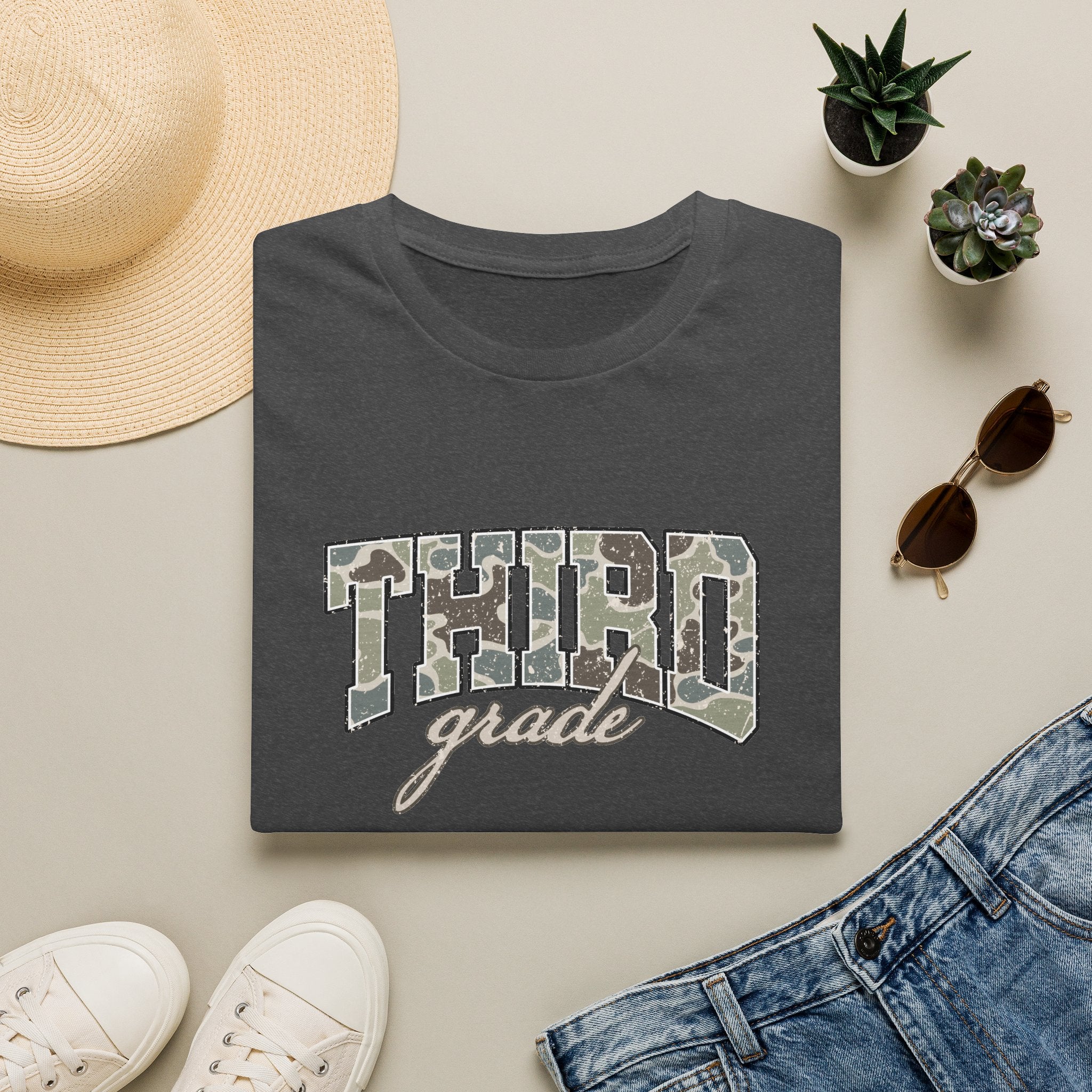 Third Grade Camo T-Shirt — 'Third Grade' School Mom Teacher Tee