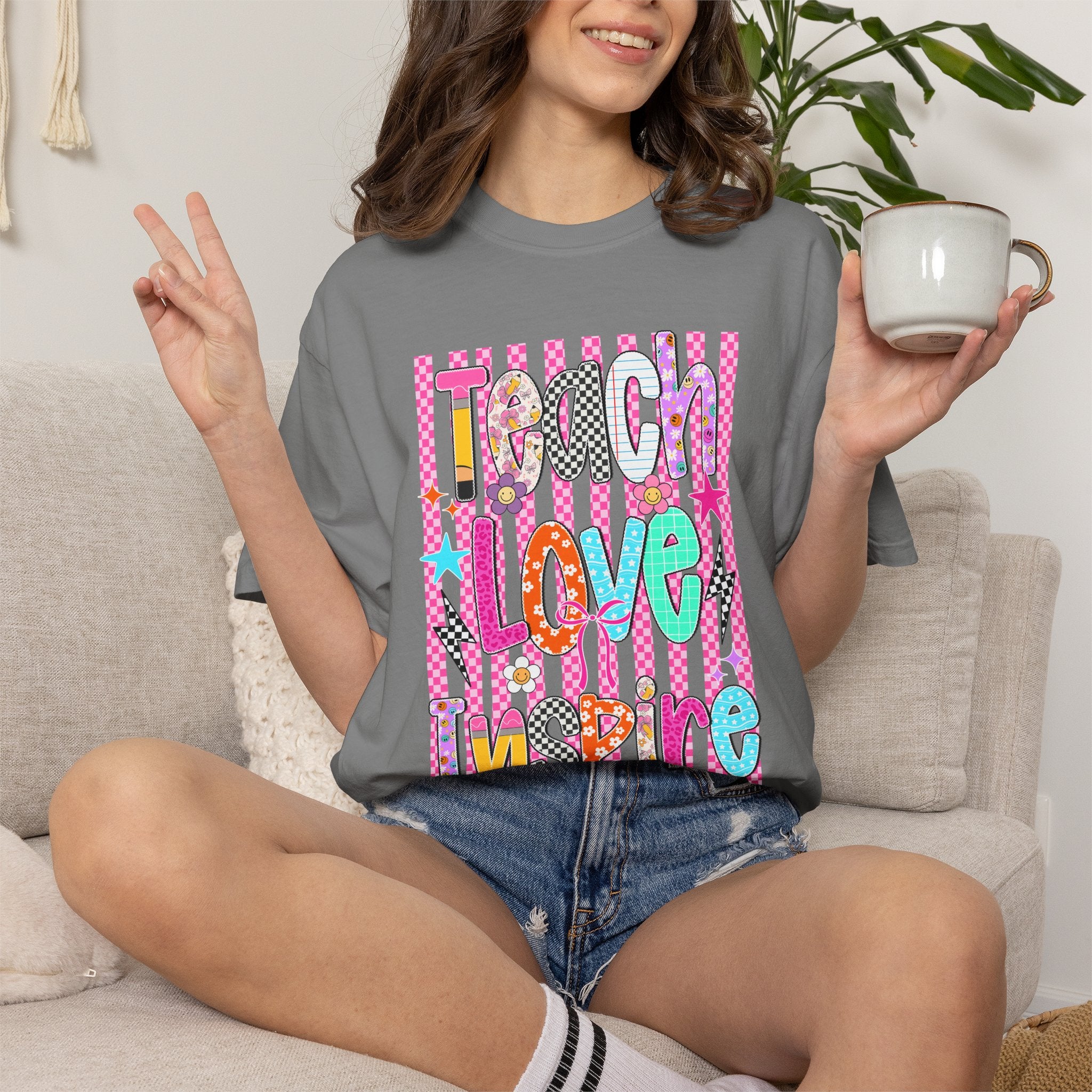 Teach Love Inspire T-Shirt — Colorful Positive Teacher Appreciation Tee