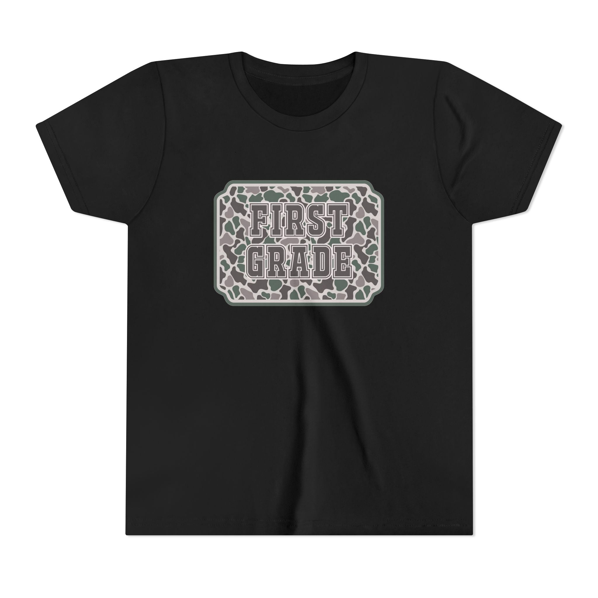 First Grade Tee — Camo Pattern Kids Back to School Shirt