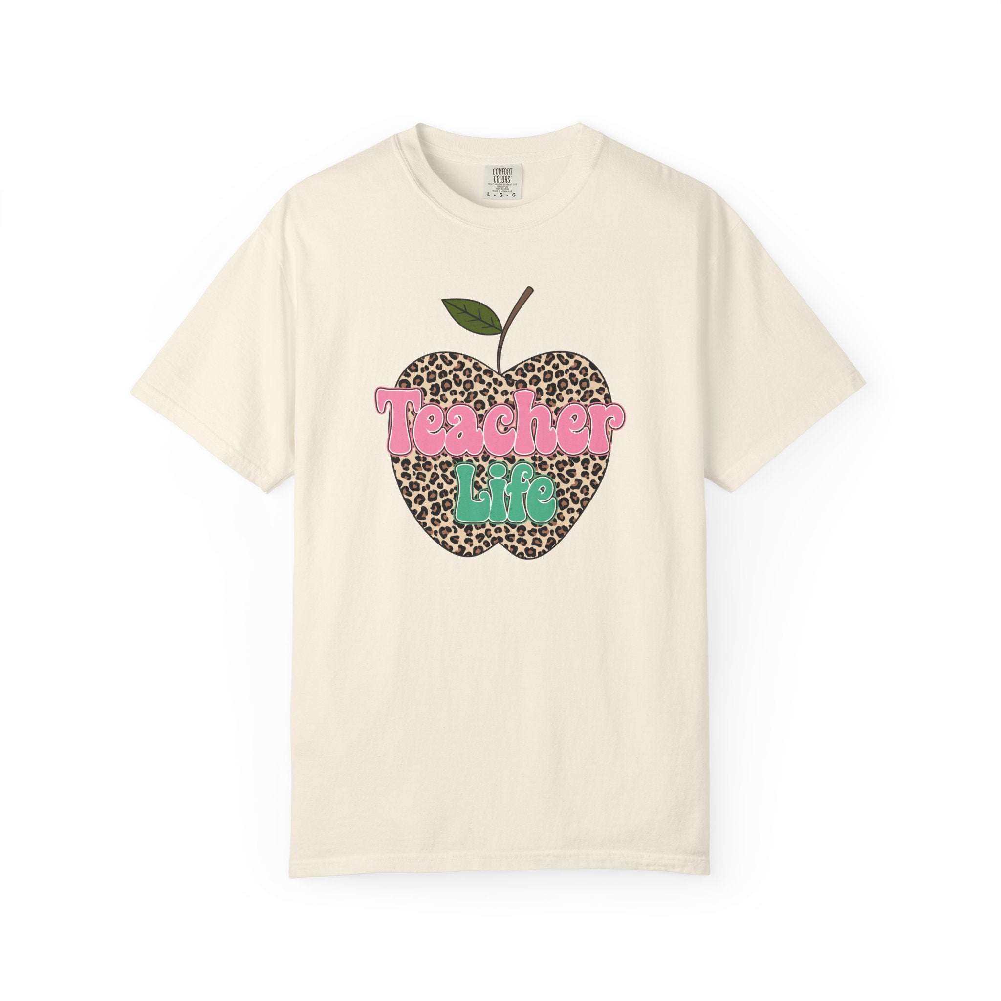 Teacher Life T-Shirt — Leopard Apple Graphic Tee for Educators