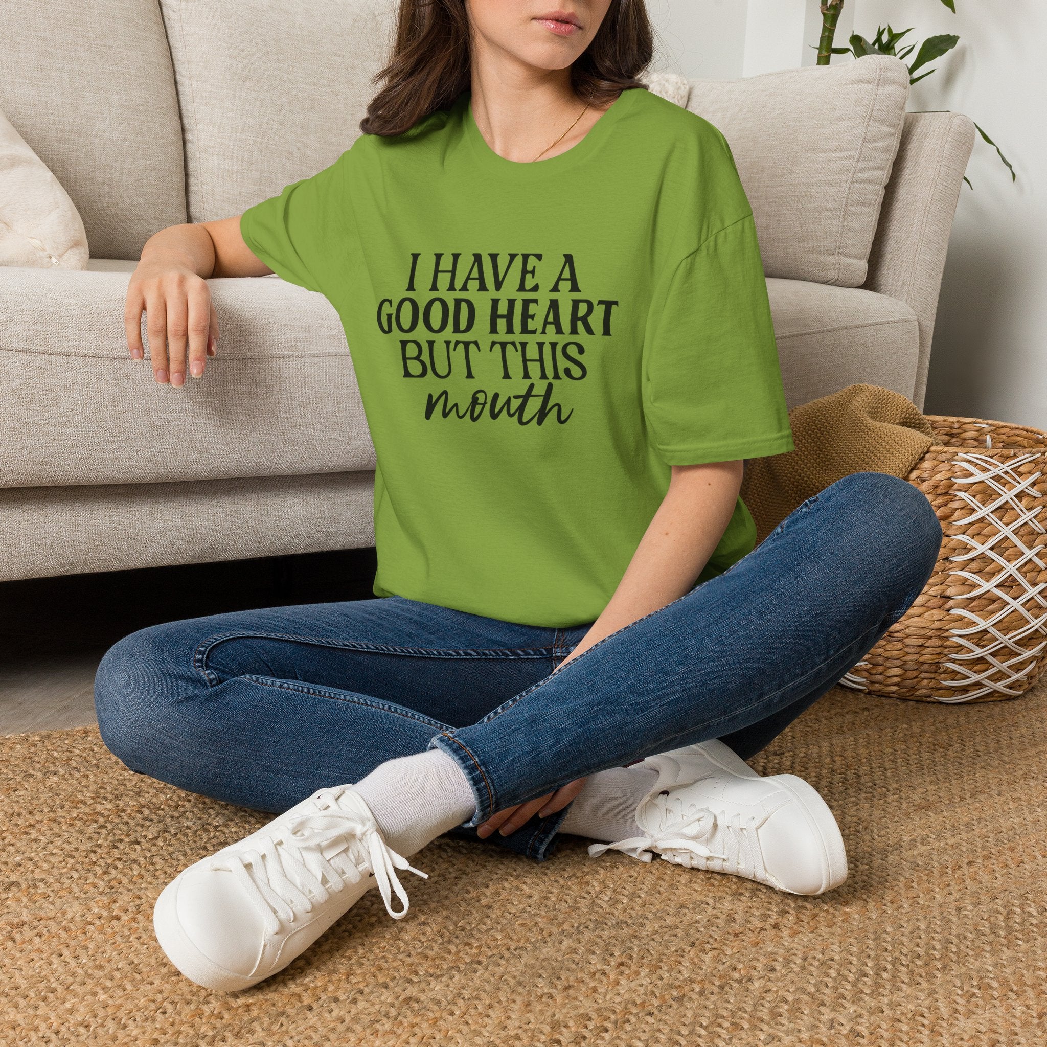 “I Have a Good Heart But This Mouth” Funny Sarcastic Tee