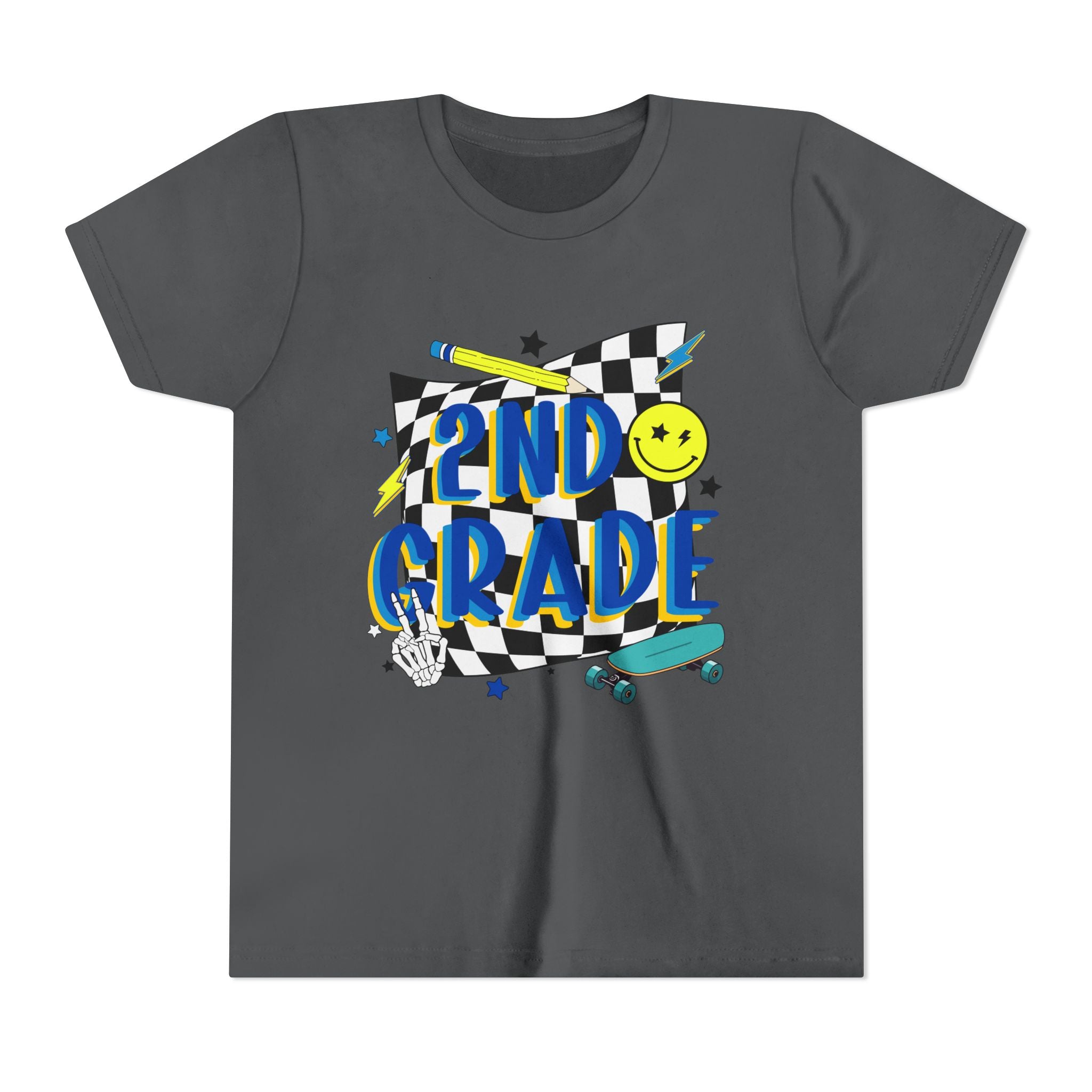2nd Grade Kids T‑Shirt — Colorful Back-to-School Skateboard Design