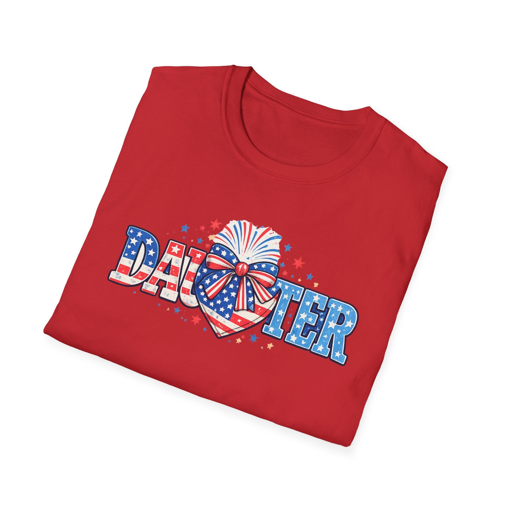 Daughter Patriotic Tee — USA Flag Heart Fireworks Design