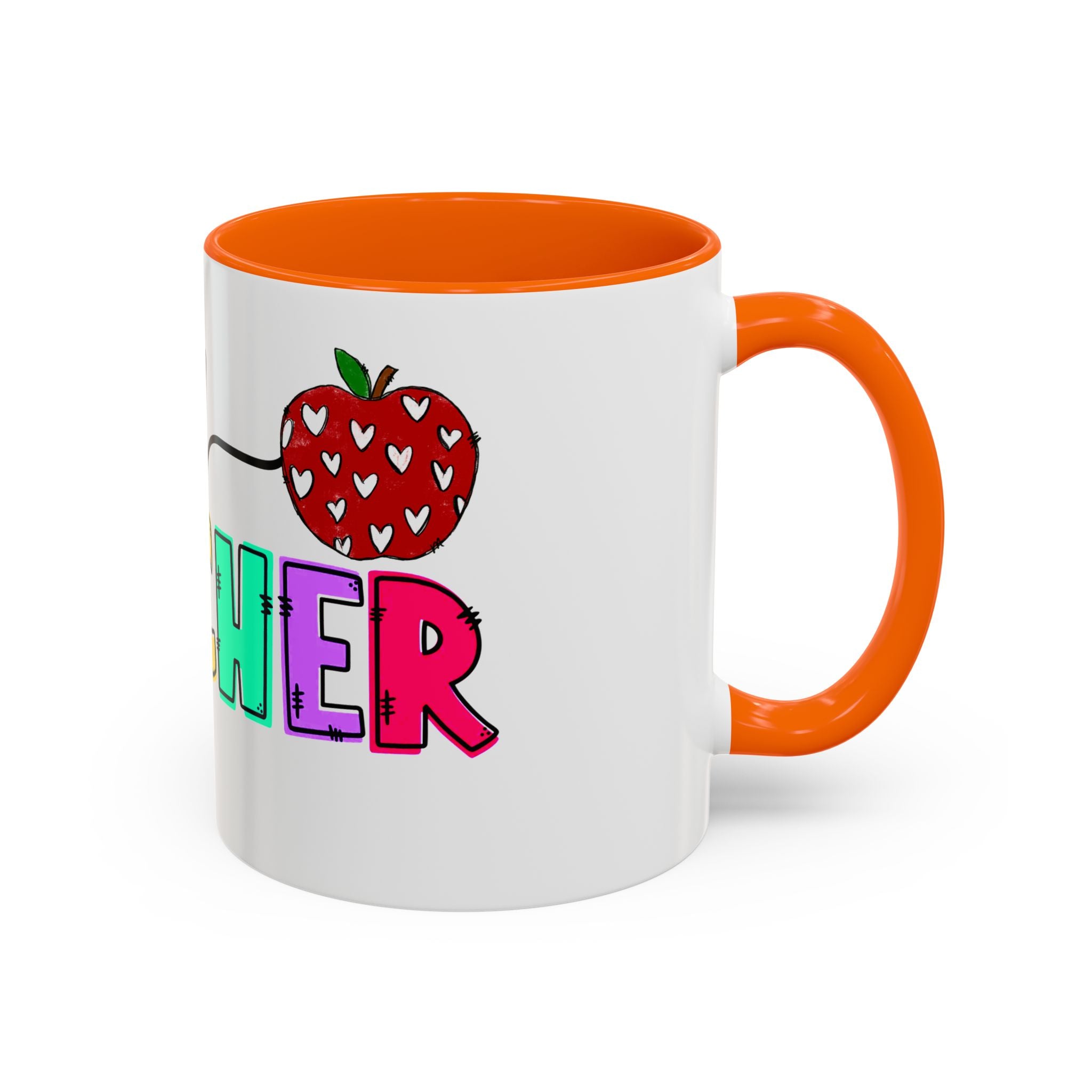 Blessed Teacher Accent Coffee Mug – Colorful Apple Design (11/15oz)