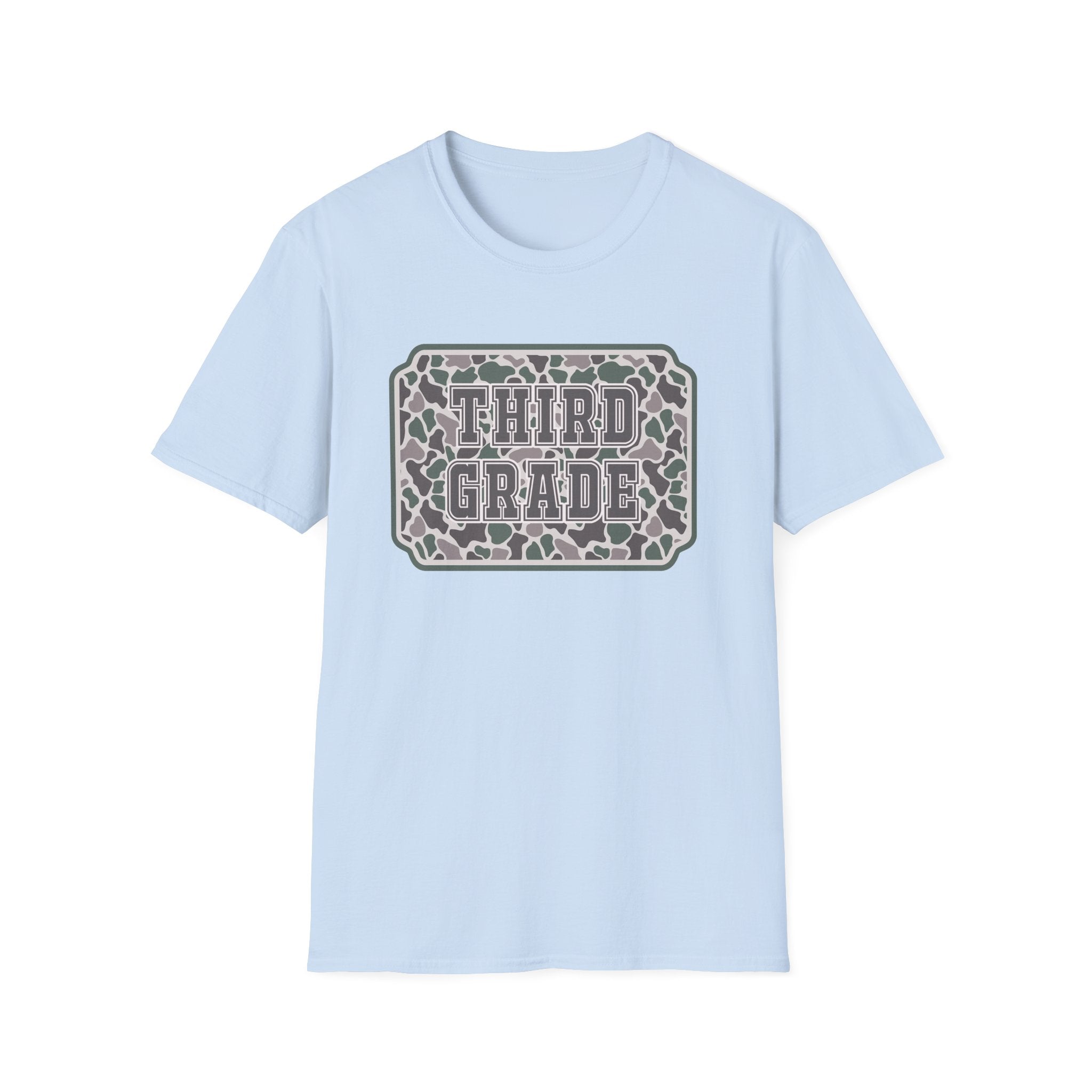 Third Grade Camo T-Shirt — "Third Grade" School Teacher & Student Tee