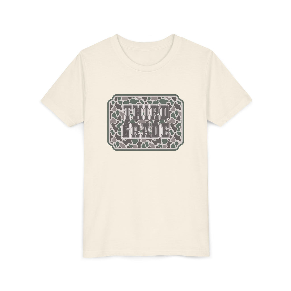 Third Grade Camo Youth Tee — Back to School Shirt for Kids