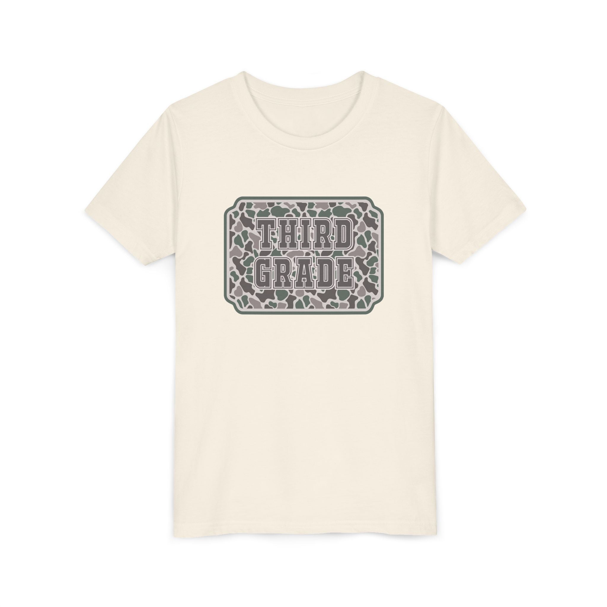 Third Grade Camo Youth Tee — Back to School Shirt for Kids