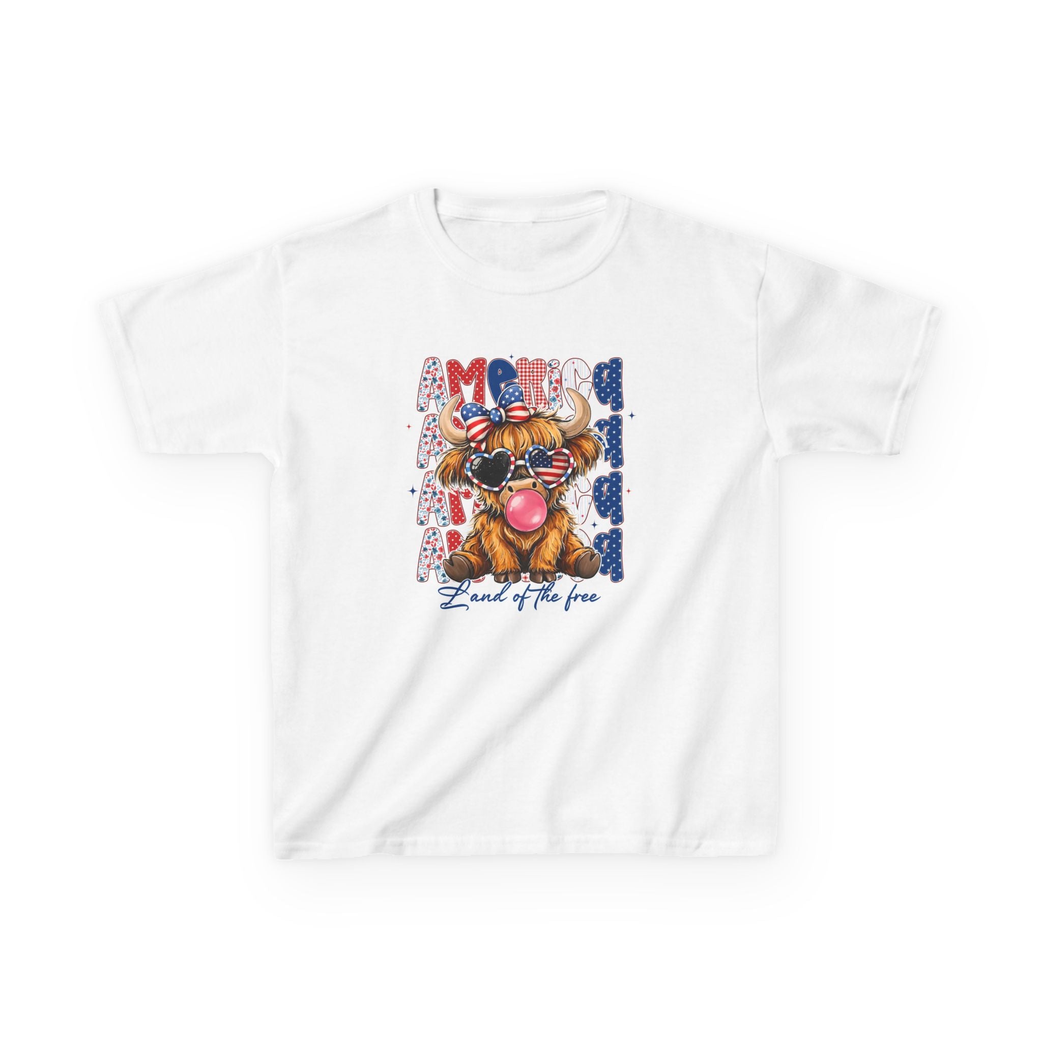 Kids Tee — Patriotic Bulldog "Land of the Free" Fourth of July Shirt
