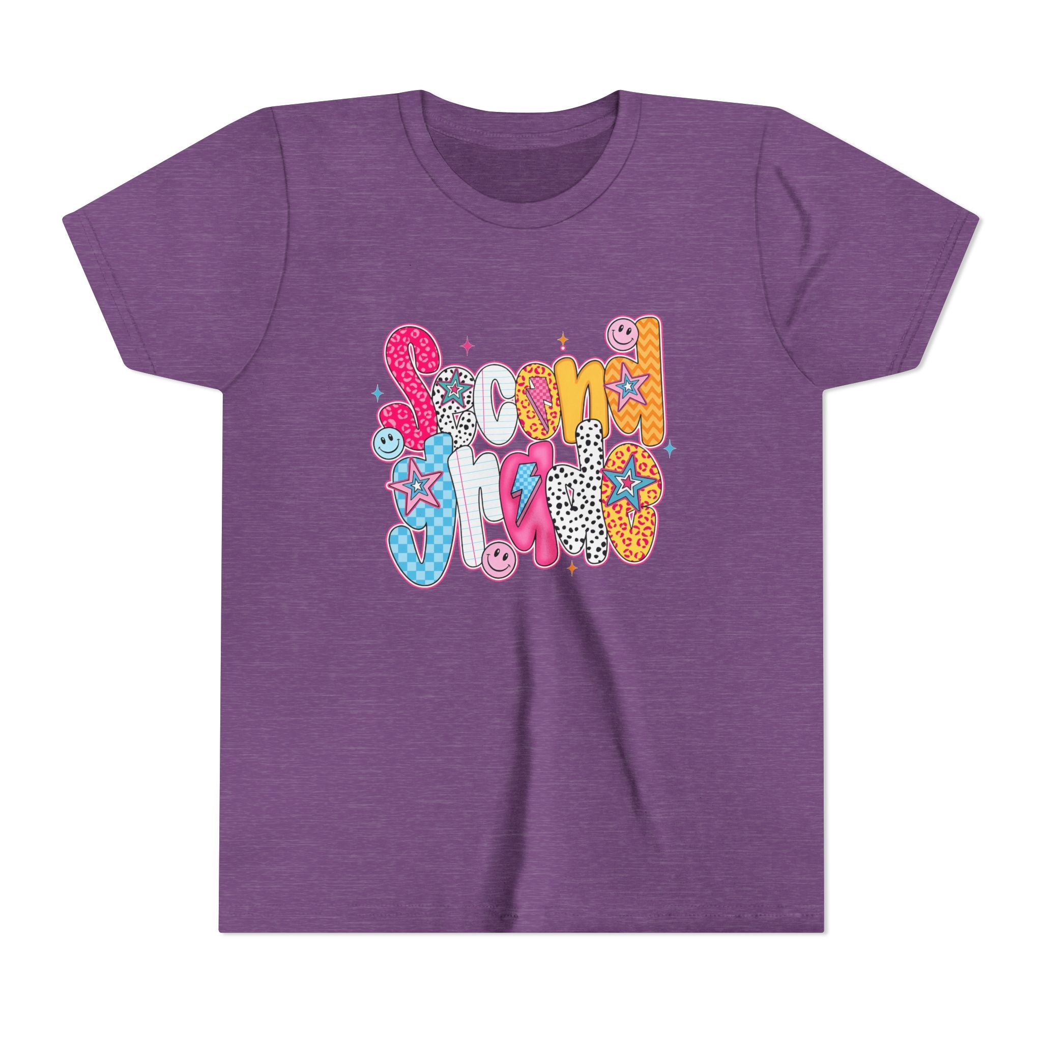 Youth Tee — Colorful 'Second Grade' Playful Retro Graphic