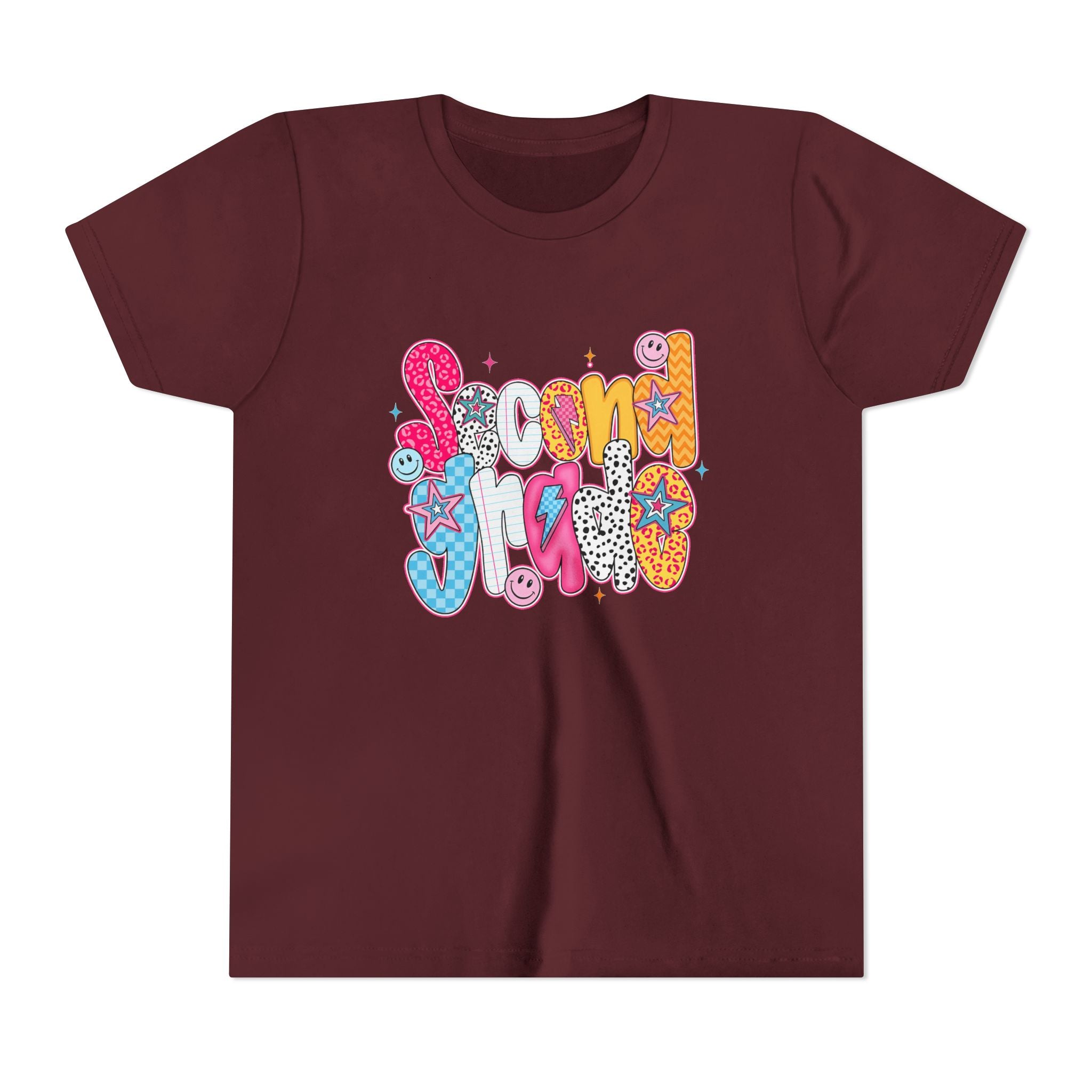 Youth Tee — Colorful 'Second Grade' Playful Retro Graphic