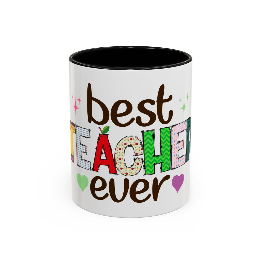 Best Teacher Ever Accent Coffee Mug – Gift for Teachers, Colorful School Appreciation Cup