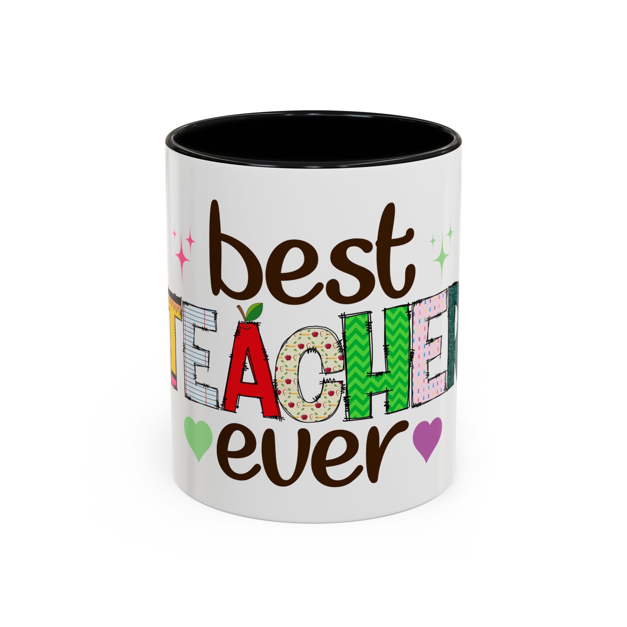 Best Teacher Ever Accent Coffee Mug – Gift for Teachers, Colorful School Appreciation Cup