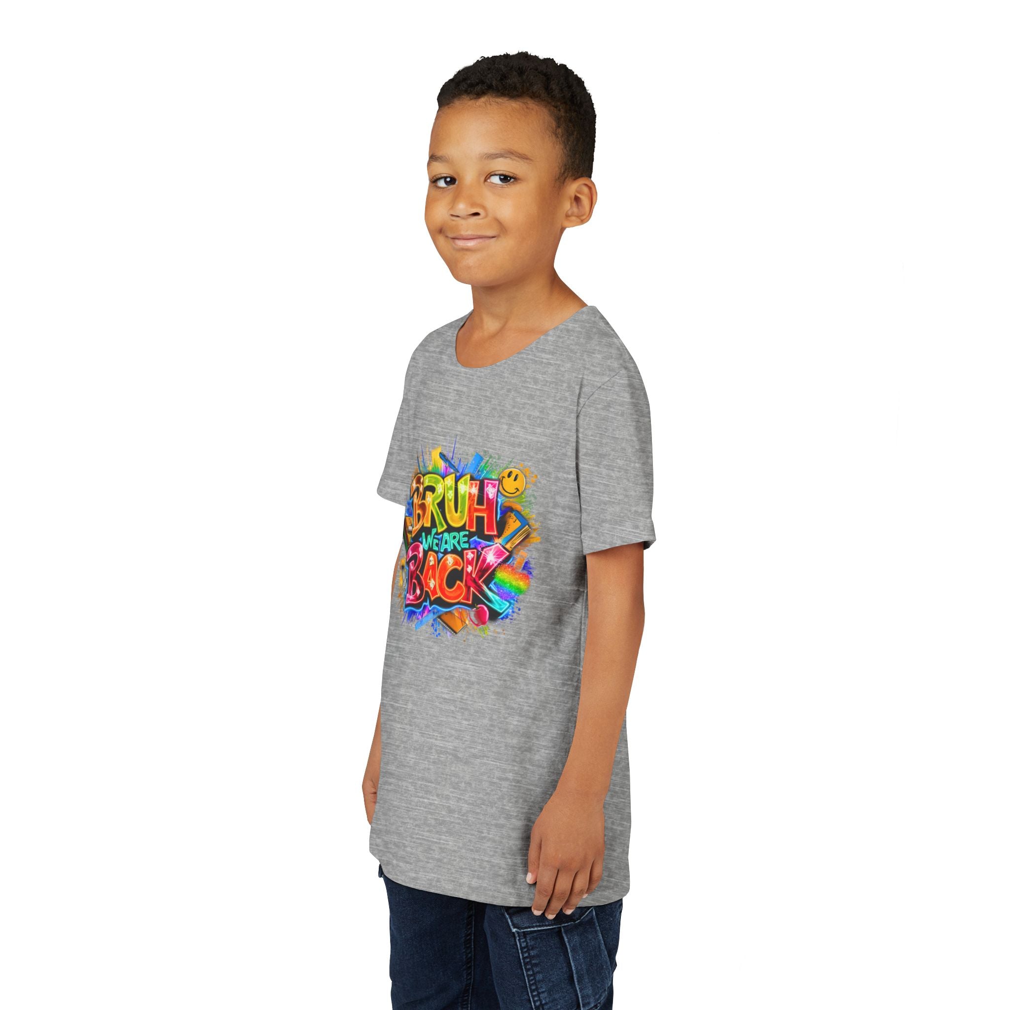 Youth Tee — Colorful "Bruh We Are Back" Graffiti Graphic Shirt